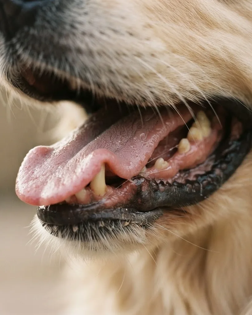 Detail view of cushing's disease: the panting that shows up at night